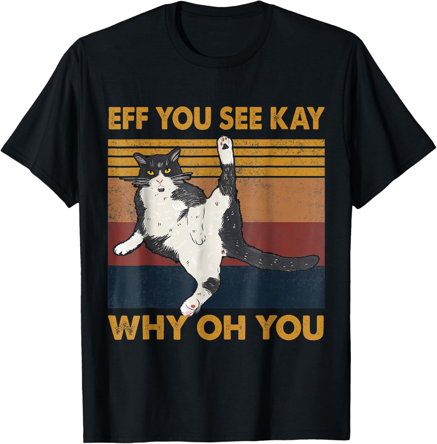 Eff You See Kay Why Oh You Cat Yoga Retro Vintage Women Girls Kids T-Shirt - T-Shirt | Black