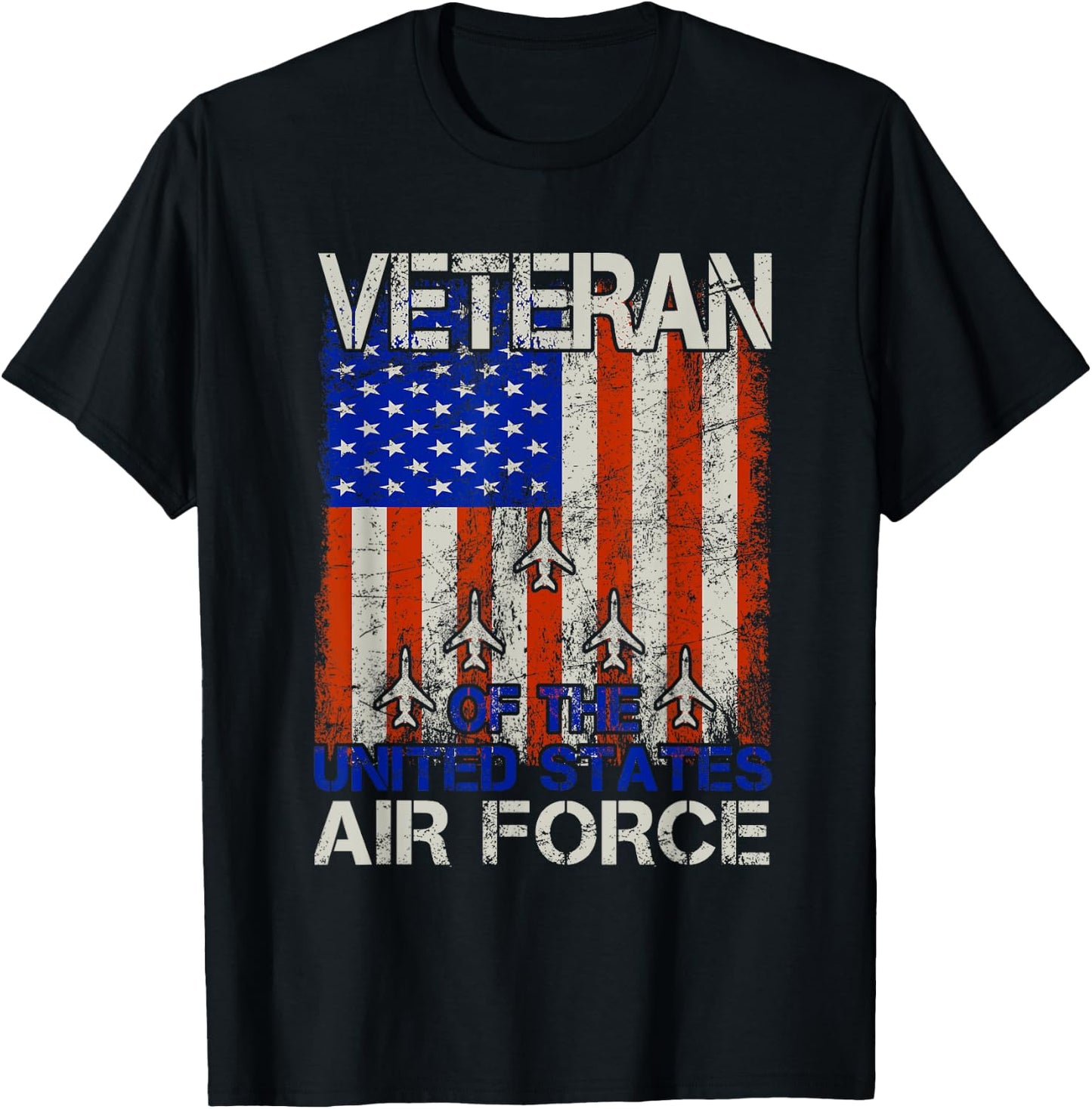 Veteran of the United States Air Force USAF Retro US Flag T-Shirt - T-Shirt | Black