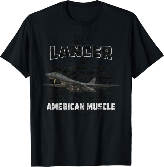 B-1 Lancer Bomber Airplane American Muscle T-Shirt - T-Shirt | Black