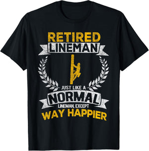 Retired Lineman Just Like A Normal Lineman Retro T-Shirt - T-Shirt | Black