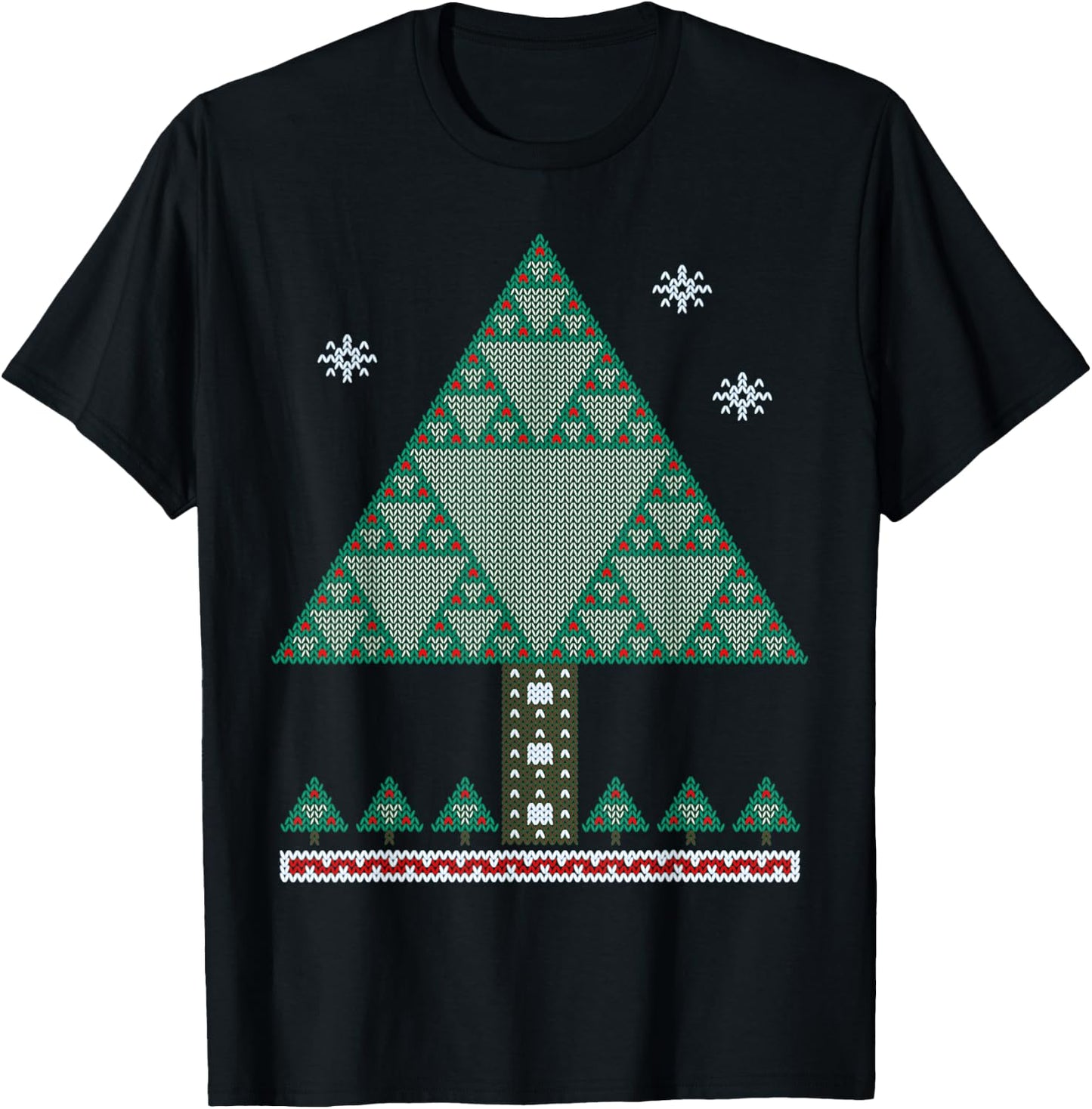 Math Fractal Christmas Tree Sierpinski Triangle T Shirt T-Shirt - T-Shirt | Black