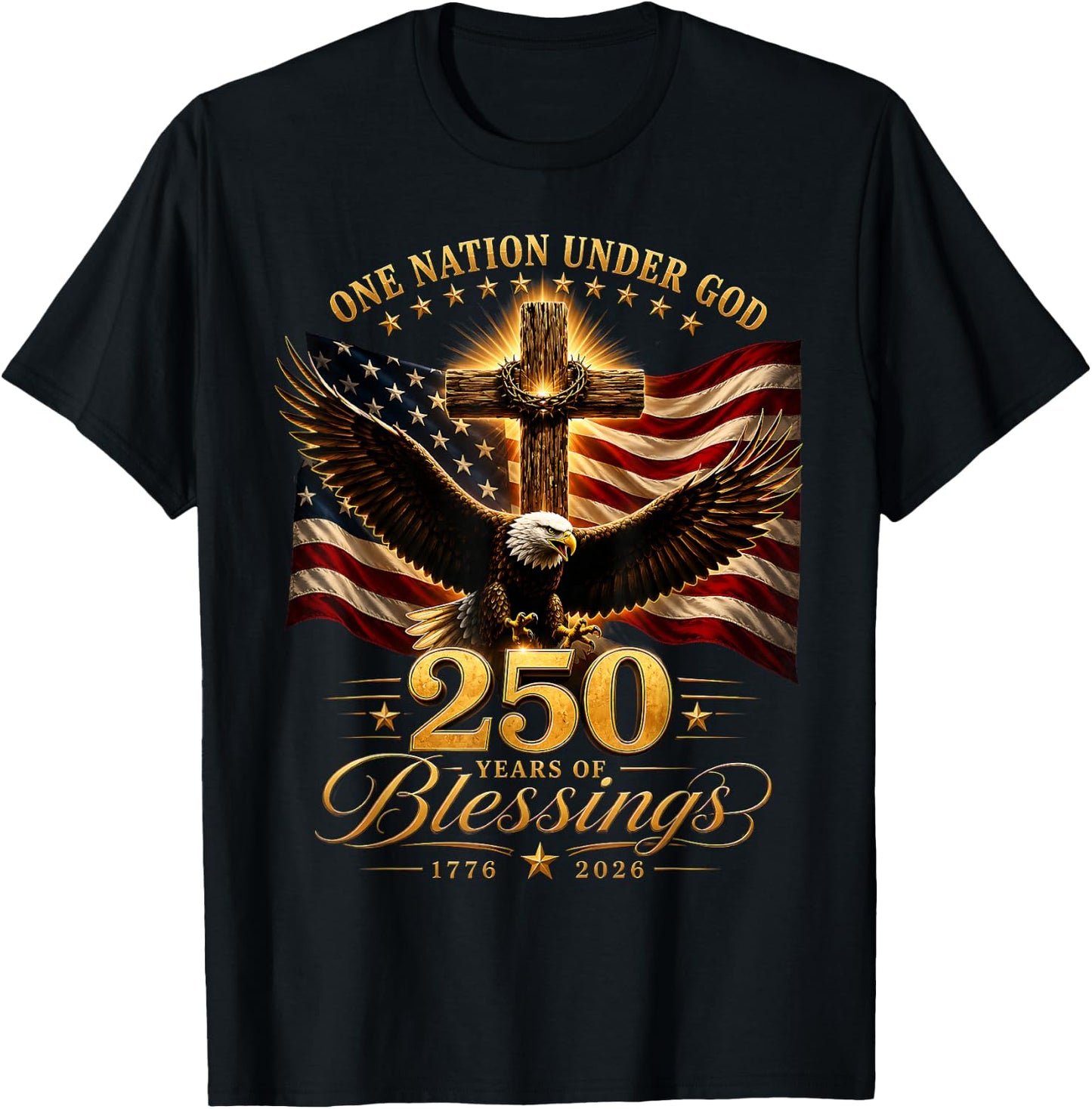 250 Years American 250th Anniversary Patriotic USA 4th July T-Shirt - T-Shirt | Black