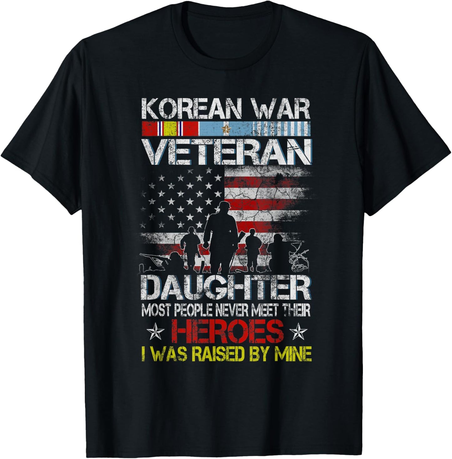 Korean War Veteran Daughter Flag Gift Daughter T-Shirt - T-Shirt | Black