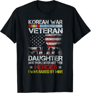 Korean War Veteran Daughter Flag Gift Daughter T-Shirt - T-Shirt | Black