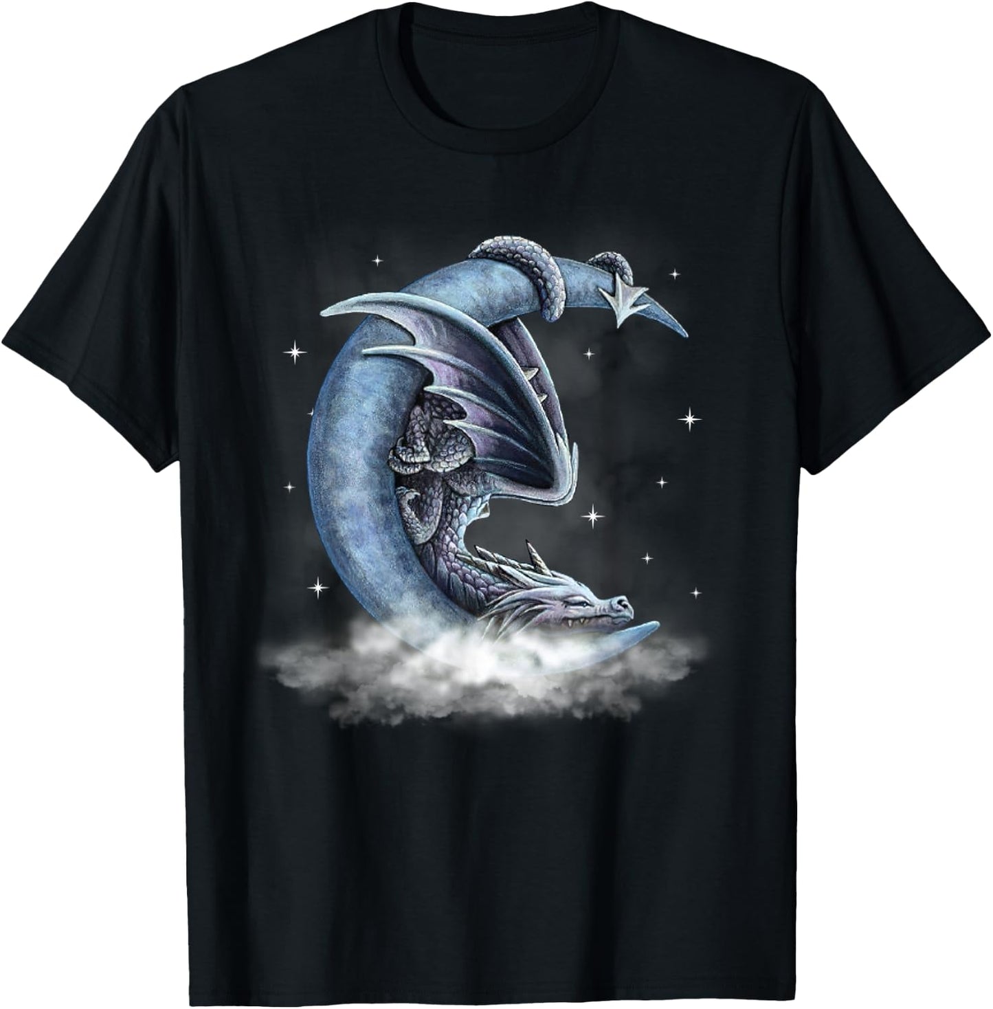 Dragon Sleeping With Moon Men Women T-Shirt - T-Shirt | Black