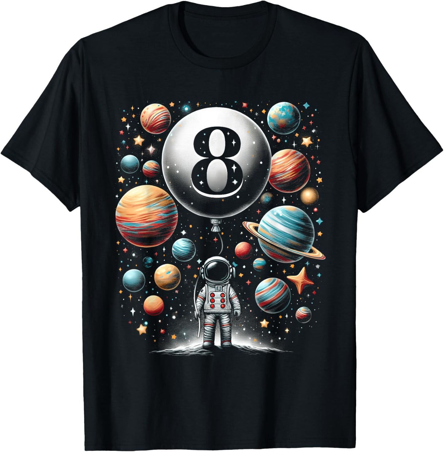 Eight 8 Year Old Astronauts 8th Birthday Boys Space Geeks T-Shirt - T-Shirt | Black