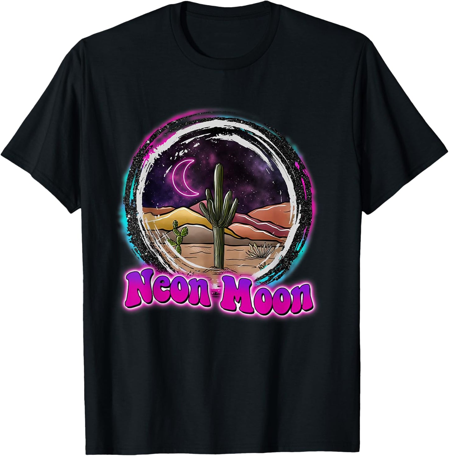 Neon-Moon Country Retro Western 80s 90 Cactus T-Shirt - T-Shirt | Black
