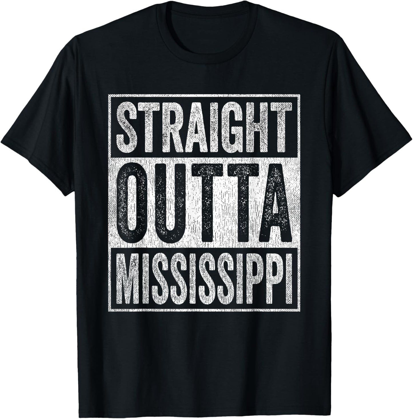 Distressed Mississippi Outfit MS Straight Outta Mississippi T-Shirt - T-Shirt | Black