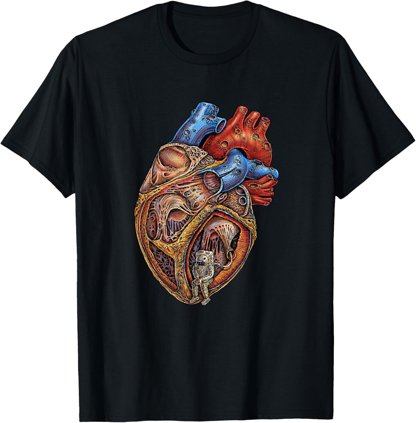 Astronaut Heart - by Emek Artman T-Shirt - T-Shirt | Black