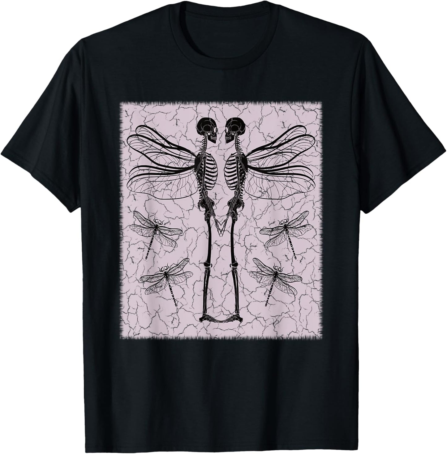 Skeleton Fairy Dragonfly Grunge Fairycore Aesthetic Goth Gothic T-Shirt - T-Shirt | Black