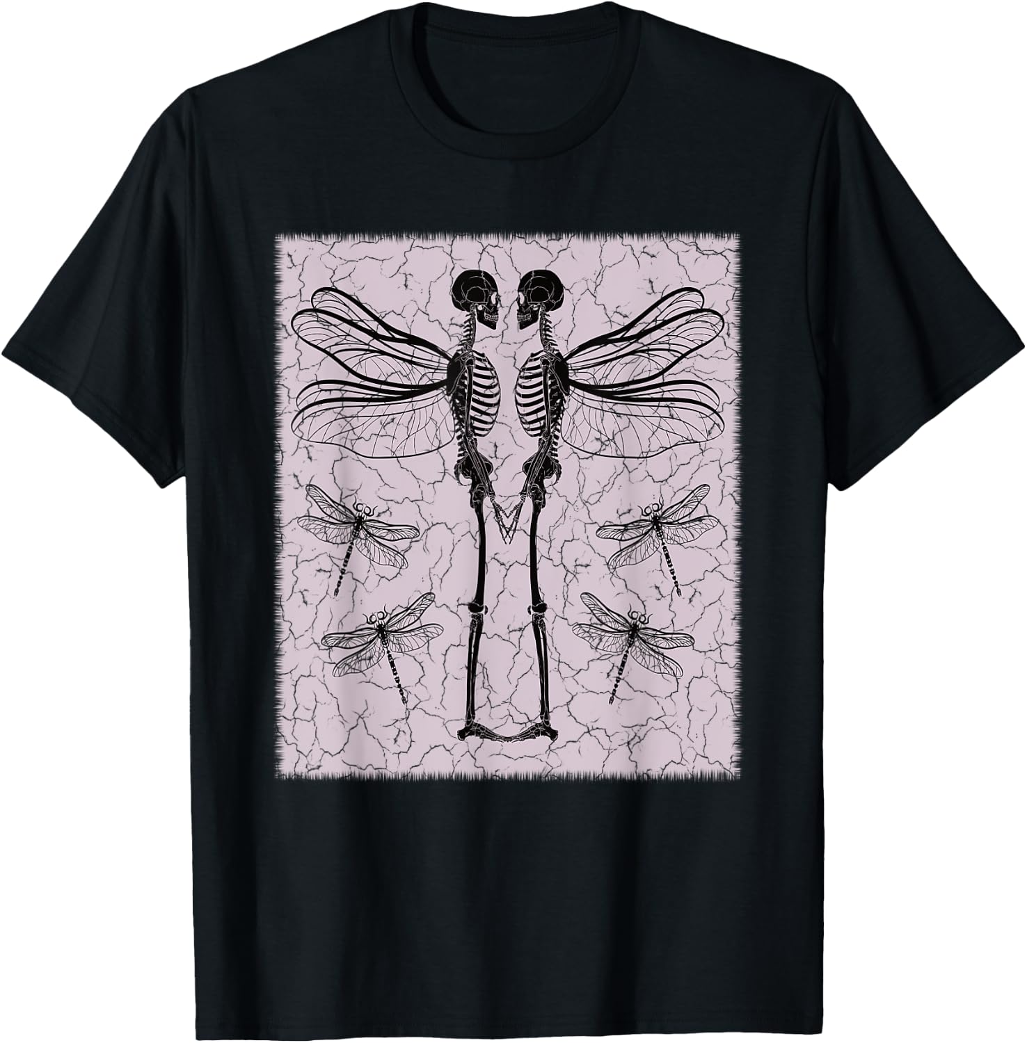 Skeleton Fairy Dragonfly Grunge Fairycore Aesthetic Goth Gothic T-Shirt - T-Shirt | Black