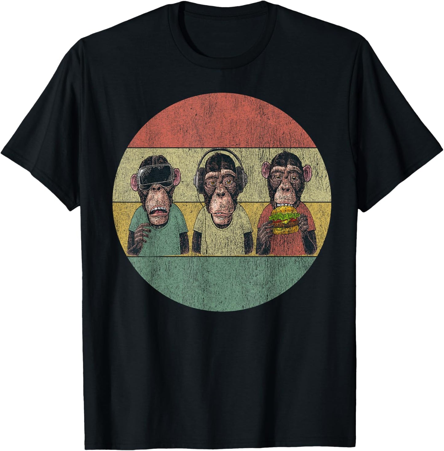 Three Wise Monkeys T-Shirt - T-Shirt | Black