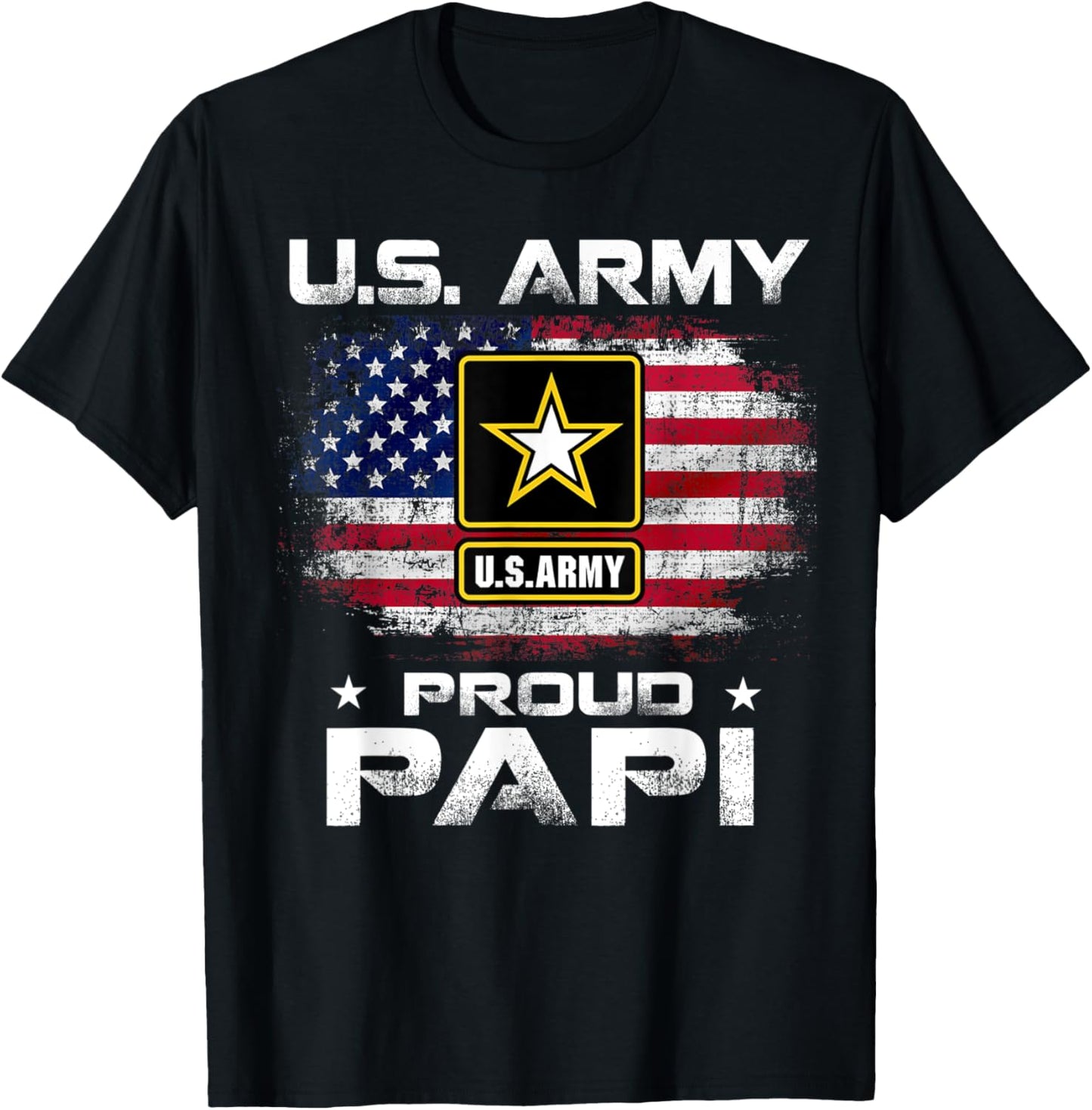 U.S Army Proud Papi With American Flag Gift Veteran Gift Kids Men T-Shirt - T-Shirt | Black