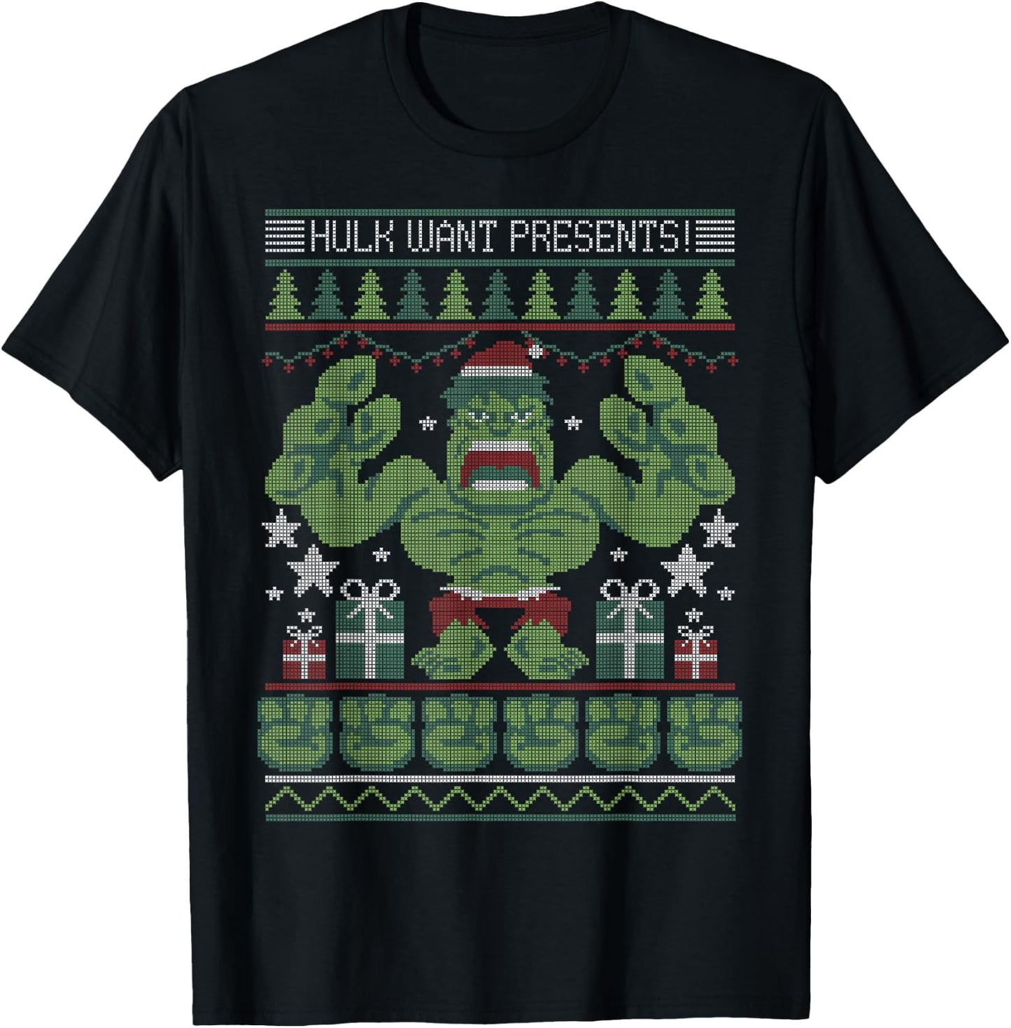 Marvel Hulk Want Presents Christmas T-Shirt - T-Shirt | Black