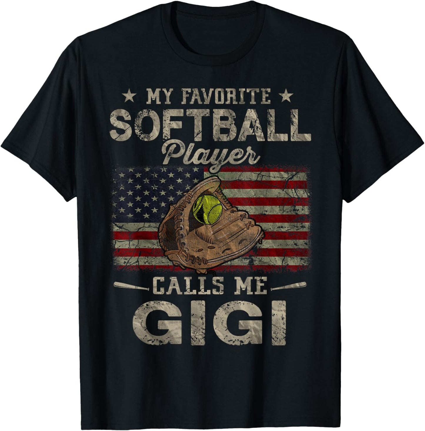 My Favorite Softball Player Calls Me Gigi Mother's Day T-Shirt - T-Shirt | Black