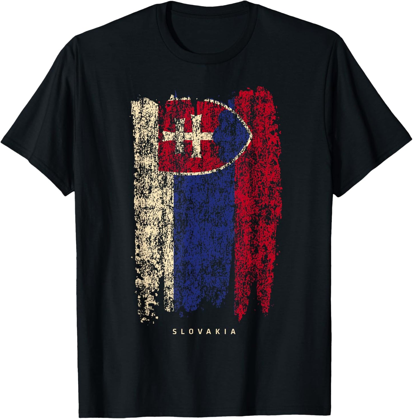 Vintage Slovakia Flag Retro Slovak T-Shirt - T-Shirt | Black