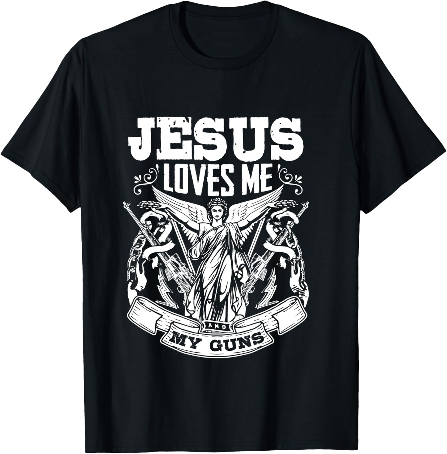 Pro Gun Jesus Loves Me And My Guns Shirt T-Shirt - T-Shirt | Black