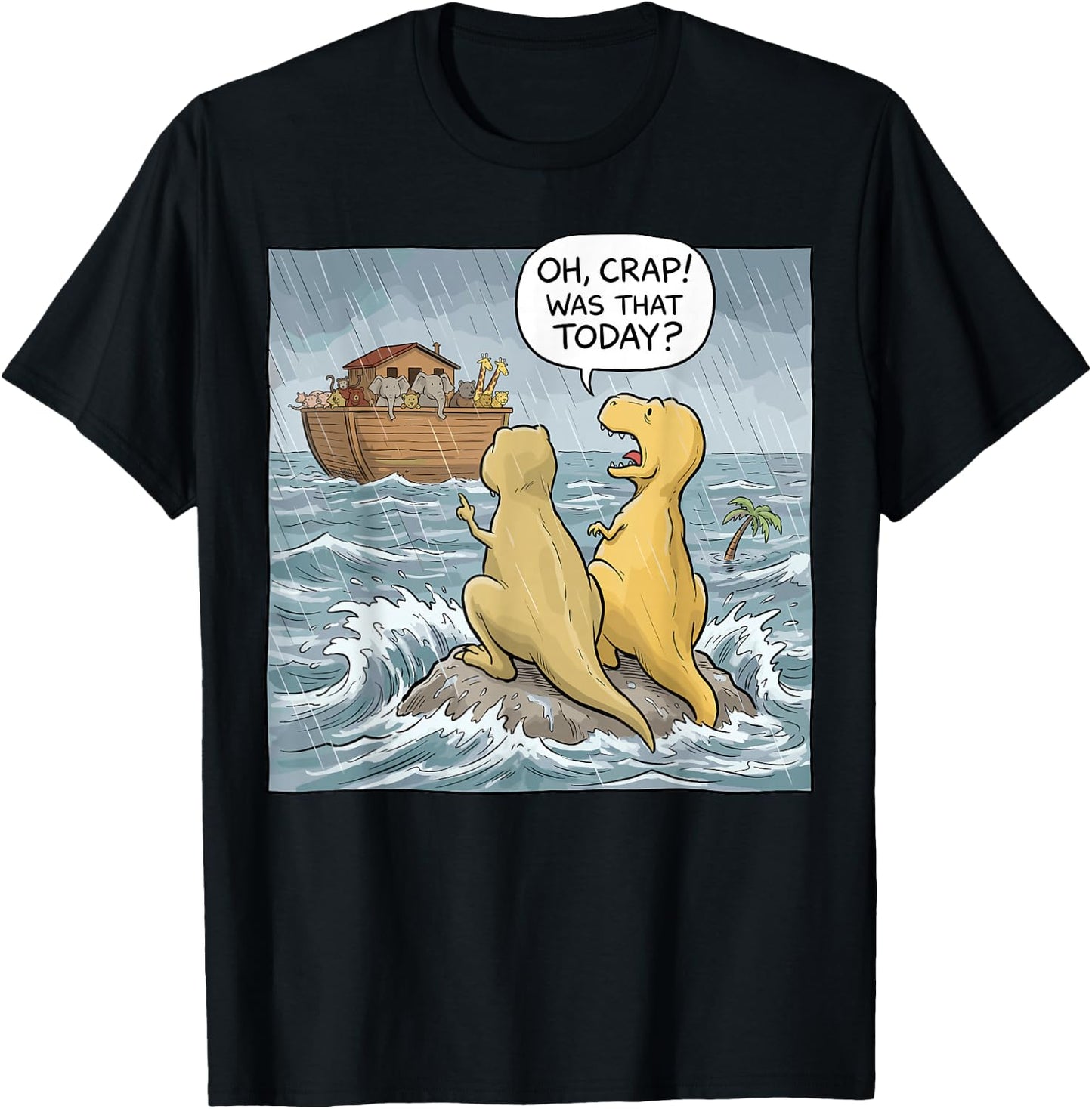 Jesus Saves Funny Dinosaurs Christian Oh Crap was that Today T-Shirt - T-Shirt | Black