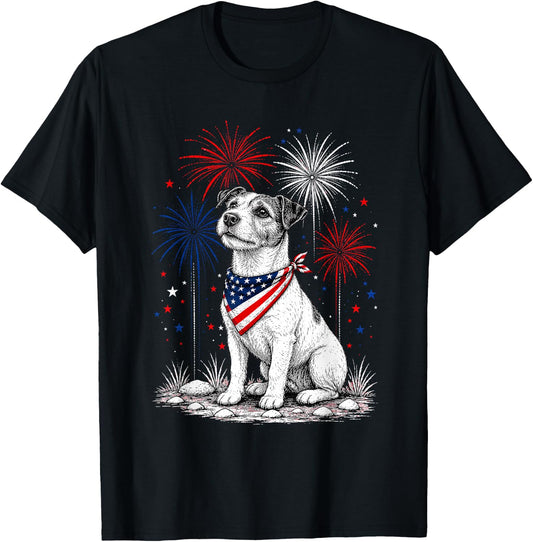 Jack Russell America's 250th Patriotic Fireworks Animal T-Shirt - T-Shirt | Black