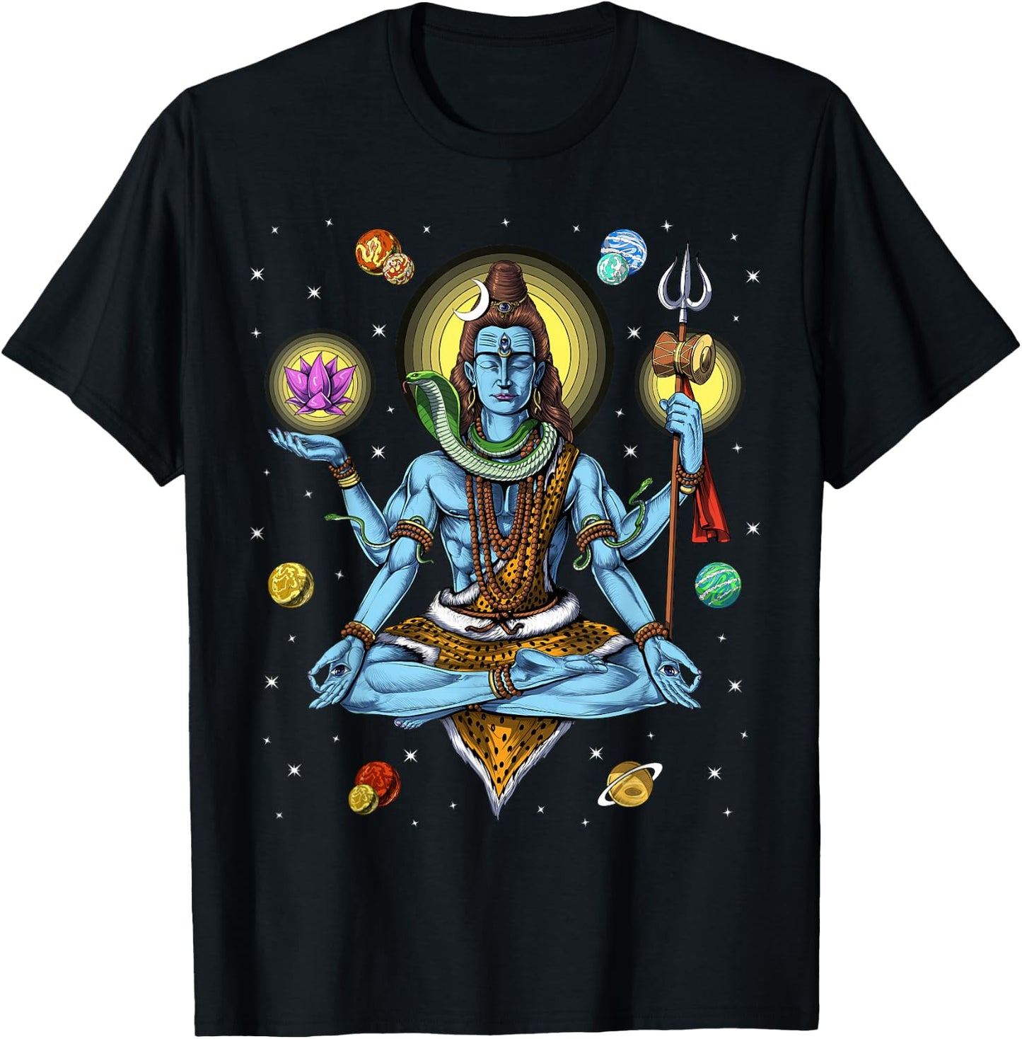 Shiva Hindu God Zen Yoga Meditation Hinduism Spiritual T-Shirt - T-Shirt | Black