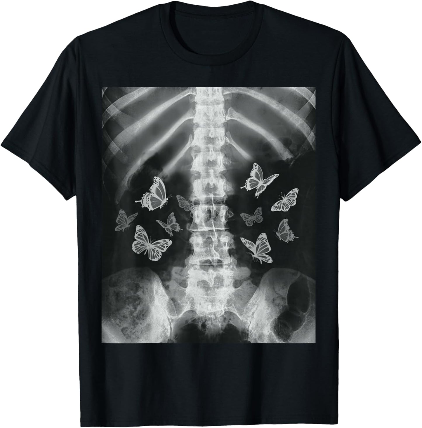 Skeleton Xray Butterfly Egirl y2k Harajuku Dark Grunge Edgy T-Shirt - T-Shirt | Black