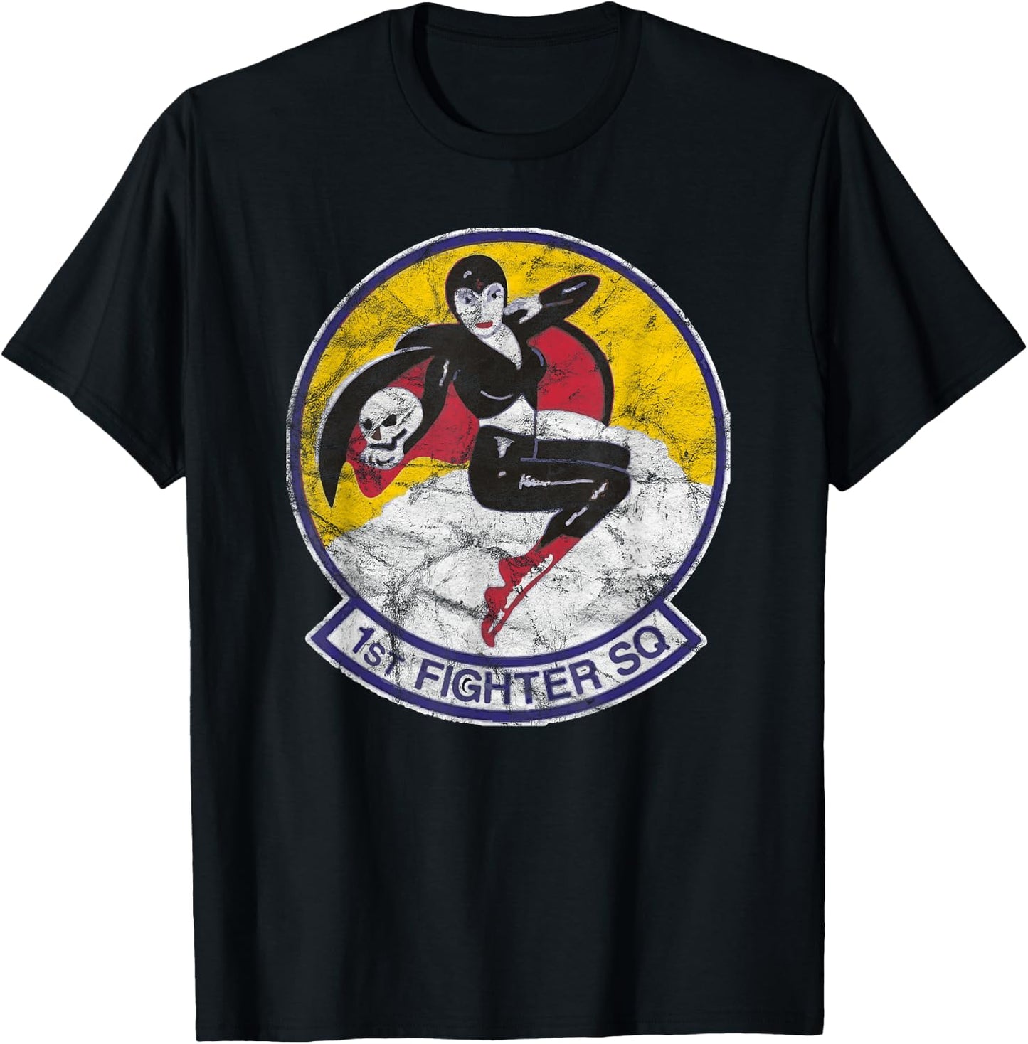 1st Fighter Squadron Vintage Patch Insignia T-Shirt - T-Shirt | Black