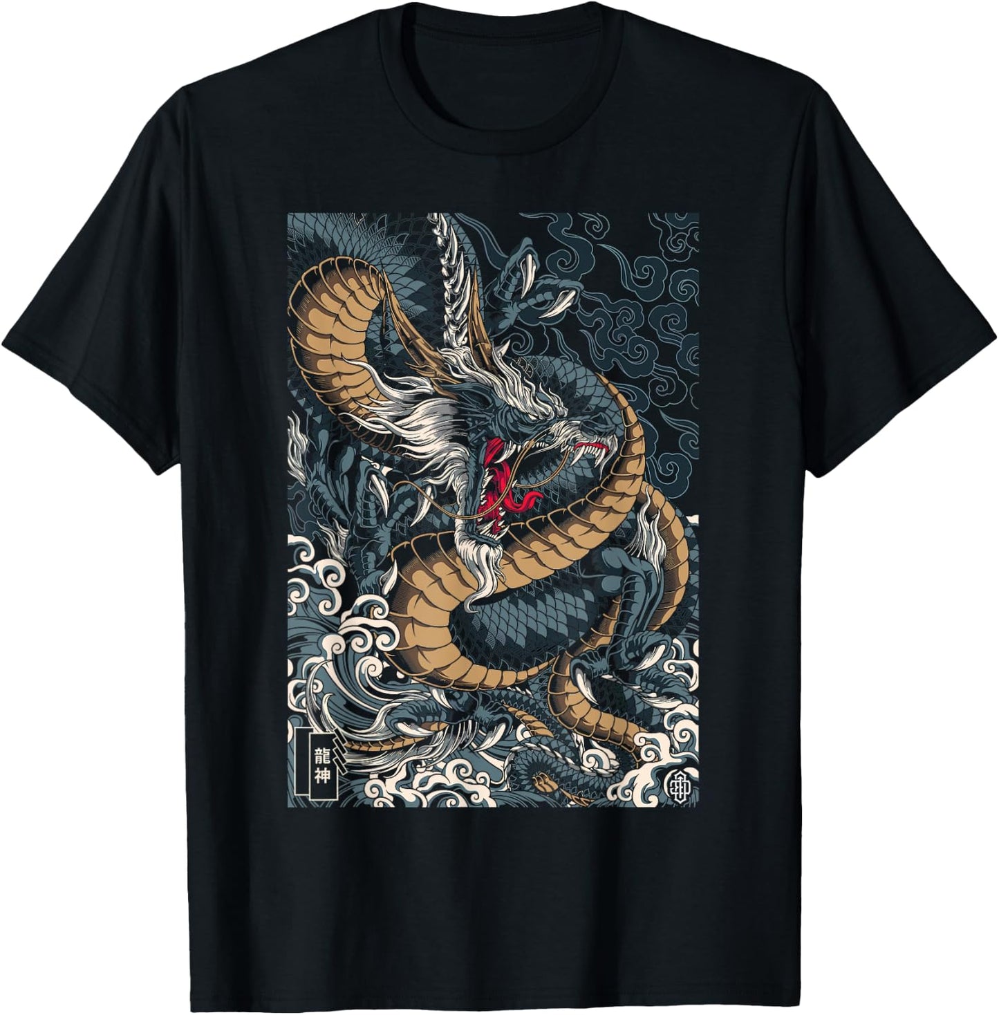 Japanese Tokyo Dragon Asian inspired retro 80 style Graphic T-Shirt - T-Shirt | Black