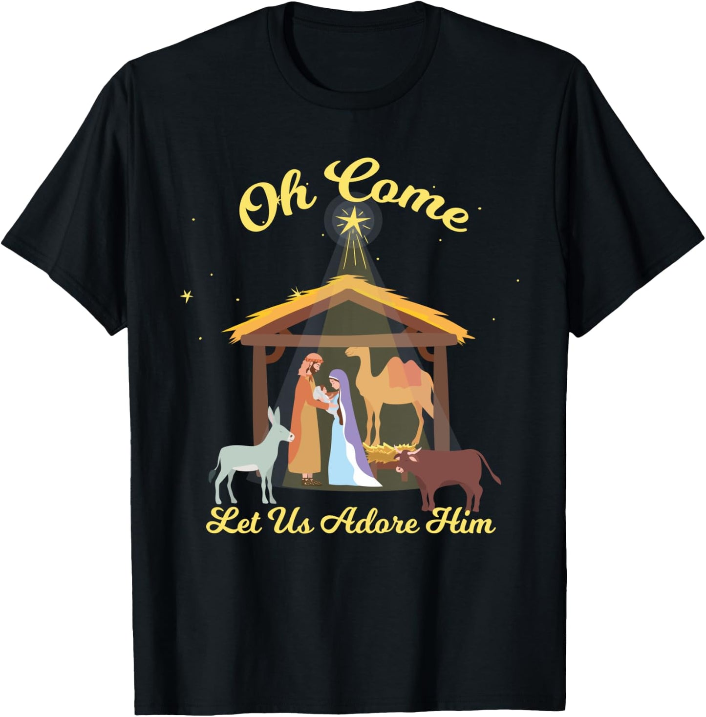 Let us Adore Him - Christmas Advent Nativity Scene North T-Shirt - T-Shirt | Black