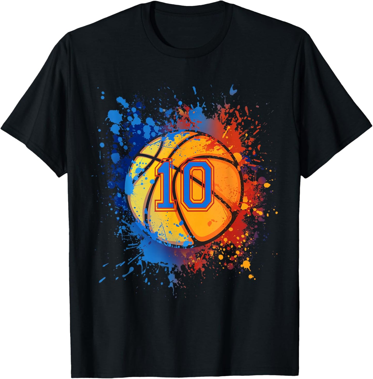 10 Years Old 10th Birthday Basketball Gift Boys Party T-Shirt - T-Shirt | Black