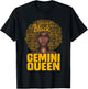 Gemini Queen Black Woman Afro Natural Hair African American T-Shirt - T-Shirt | Black