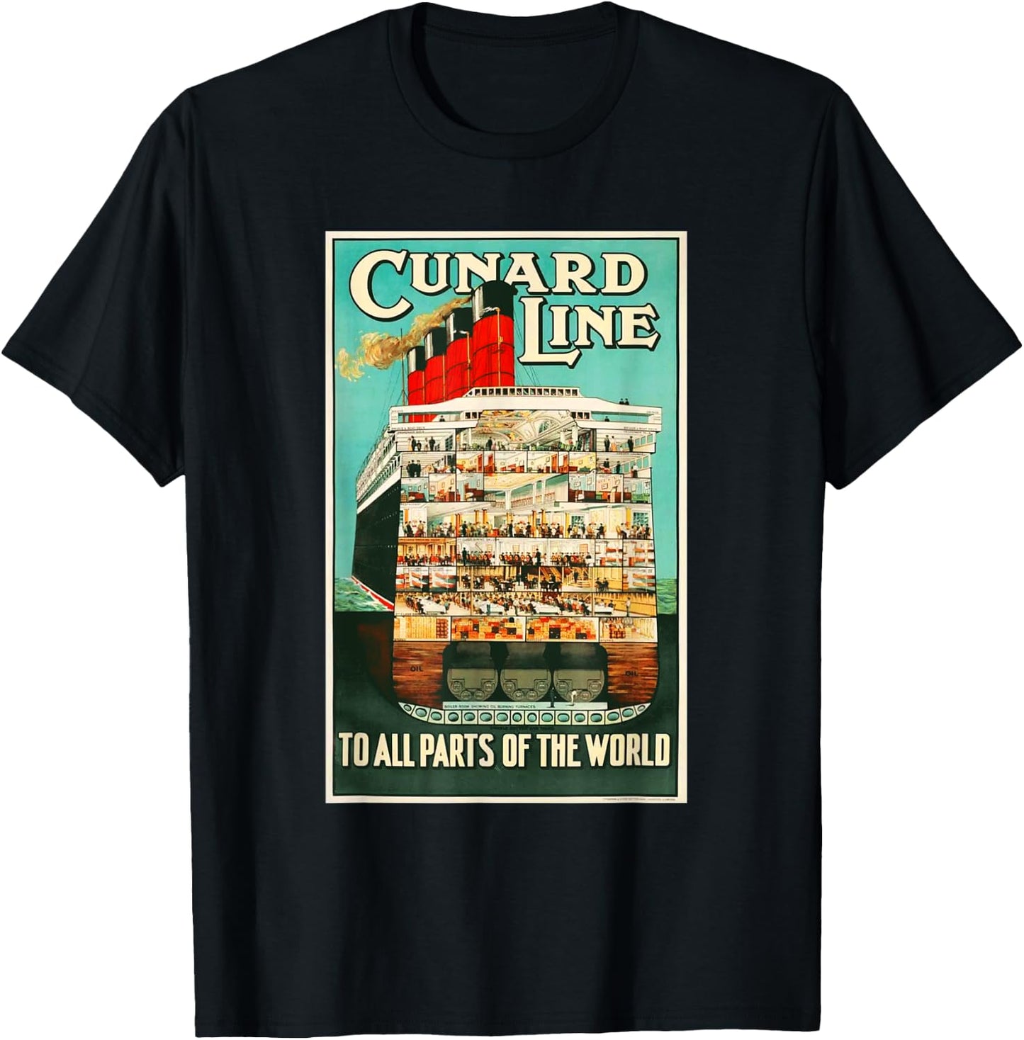 Cross Section Of A Steam Ship Cruise Liner T-Shirt - T-Shirt | Black