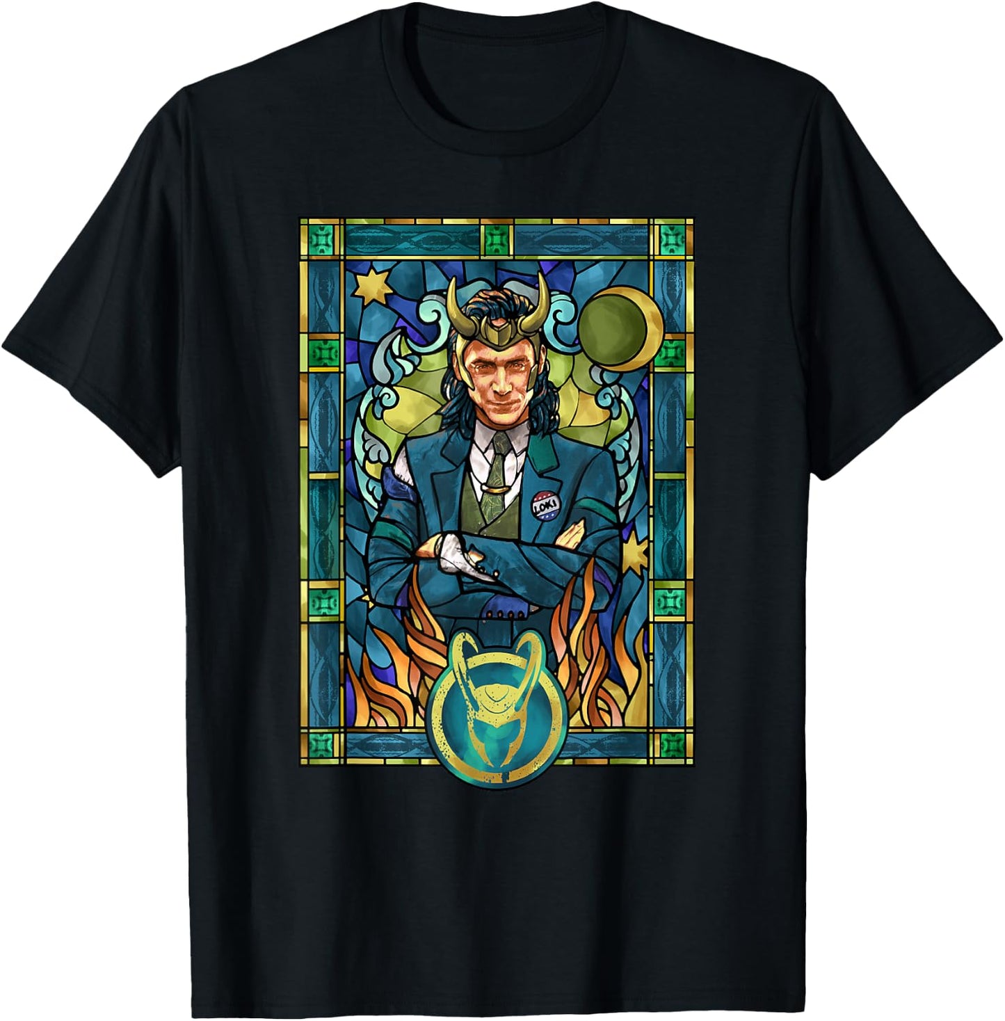 Marvel Loki Stained Glass Portrait T-Shirt - T-Shirt | Black