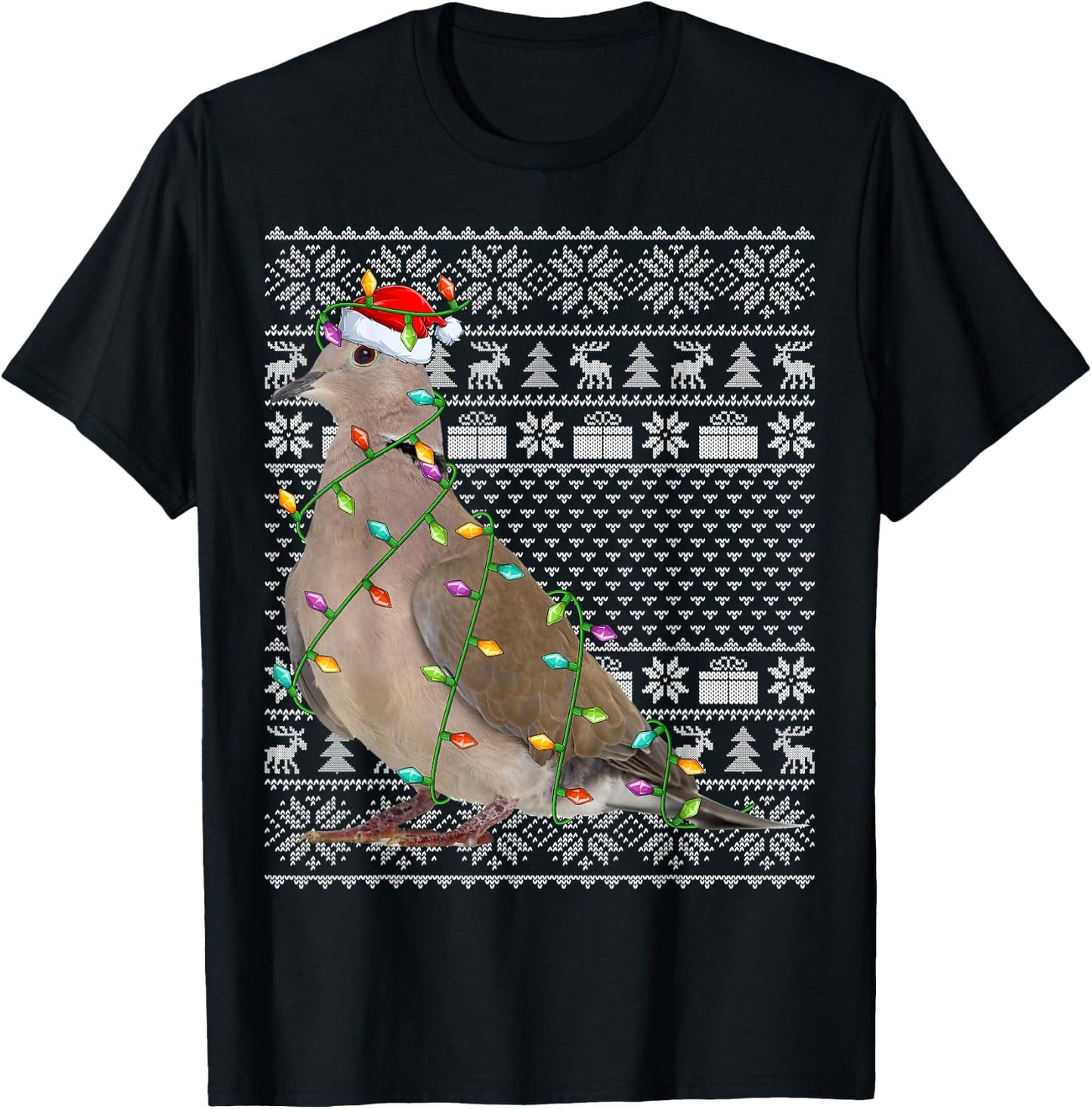 Mourning Dove Bird Lover Santa Ugly Mourning Dove Christmas T-Shirt - T-Shirt | Black