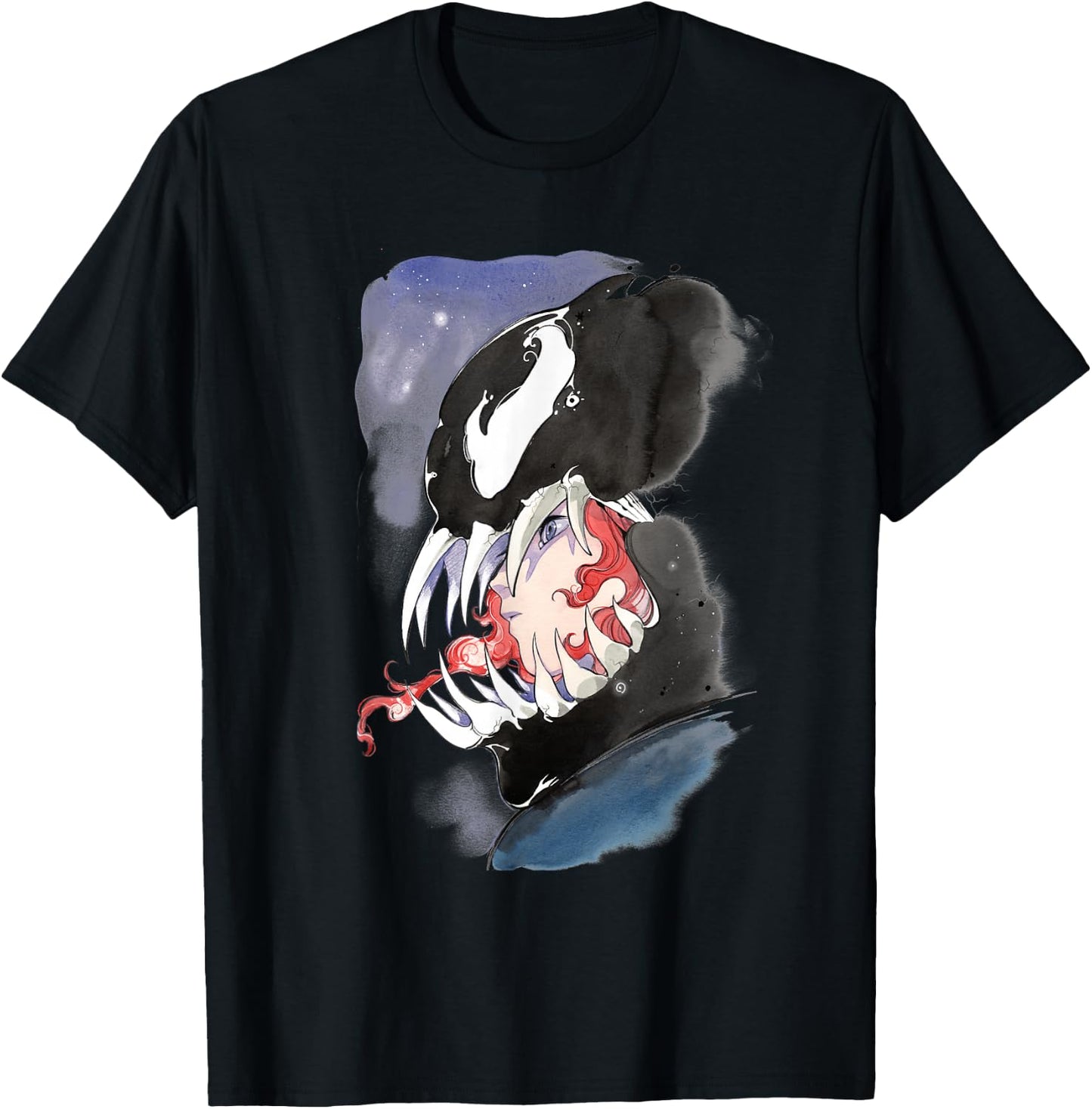 Marvel Comics Venom Symbiote Watercolor Profile T-Shirt - T-Shirt | Black