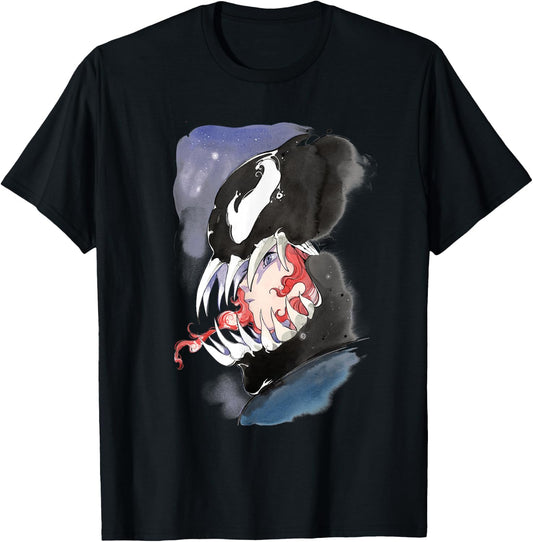 Marvel Comics Venom Symbiote Watercolor Profile T-Shirt - T-Shirt | Black