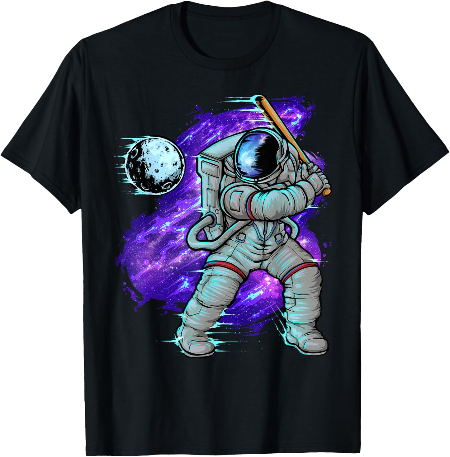Astronaut Baseball Batter Outer Space T-Shirt - T-Shirt | Black