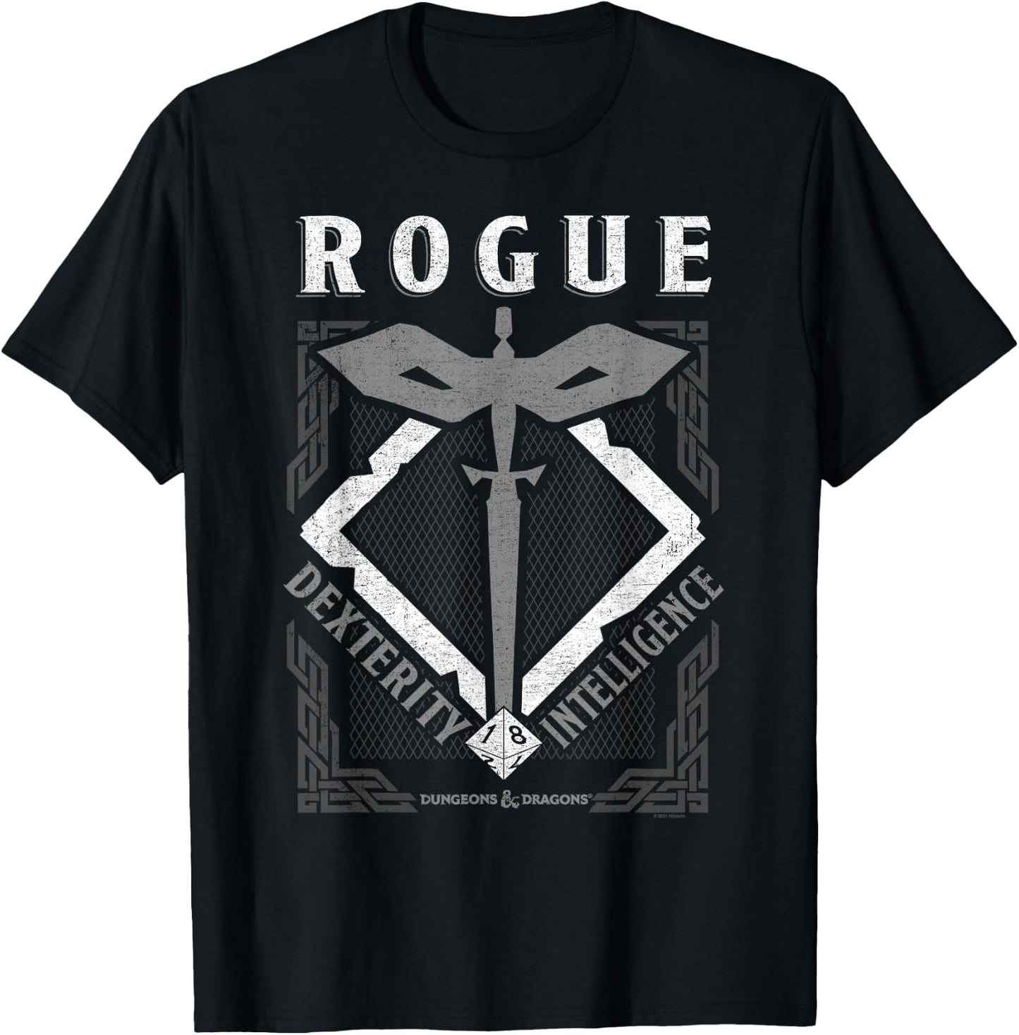 Dungeons & Dragons Rogue Dexterity & Intelligence T-Shirt - T-Shirt | Black