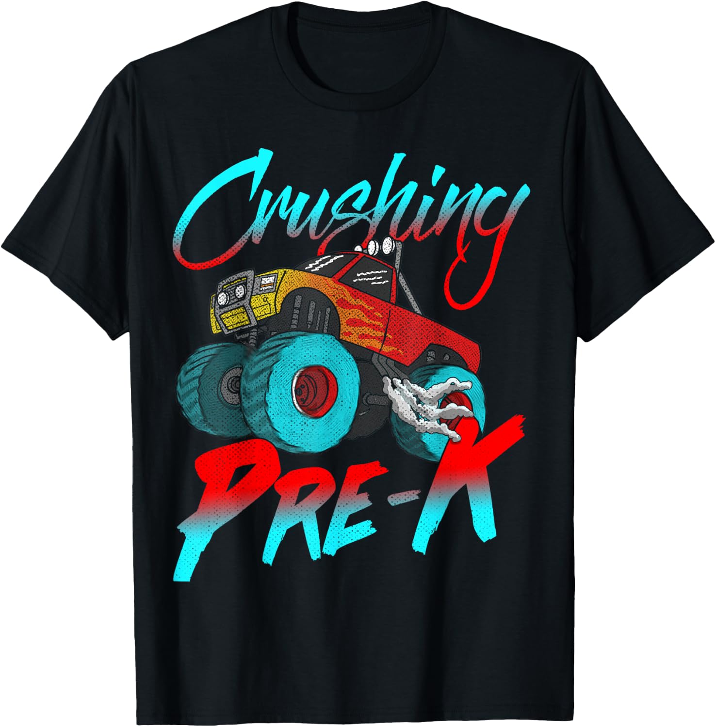Crushing Pre K Monster Truck Back to School 3 and 4 year Boy T-Shirt - T-Shirt | Black