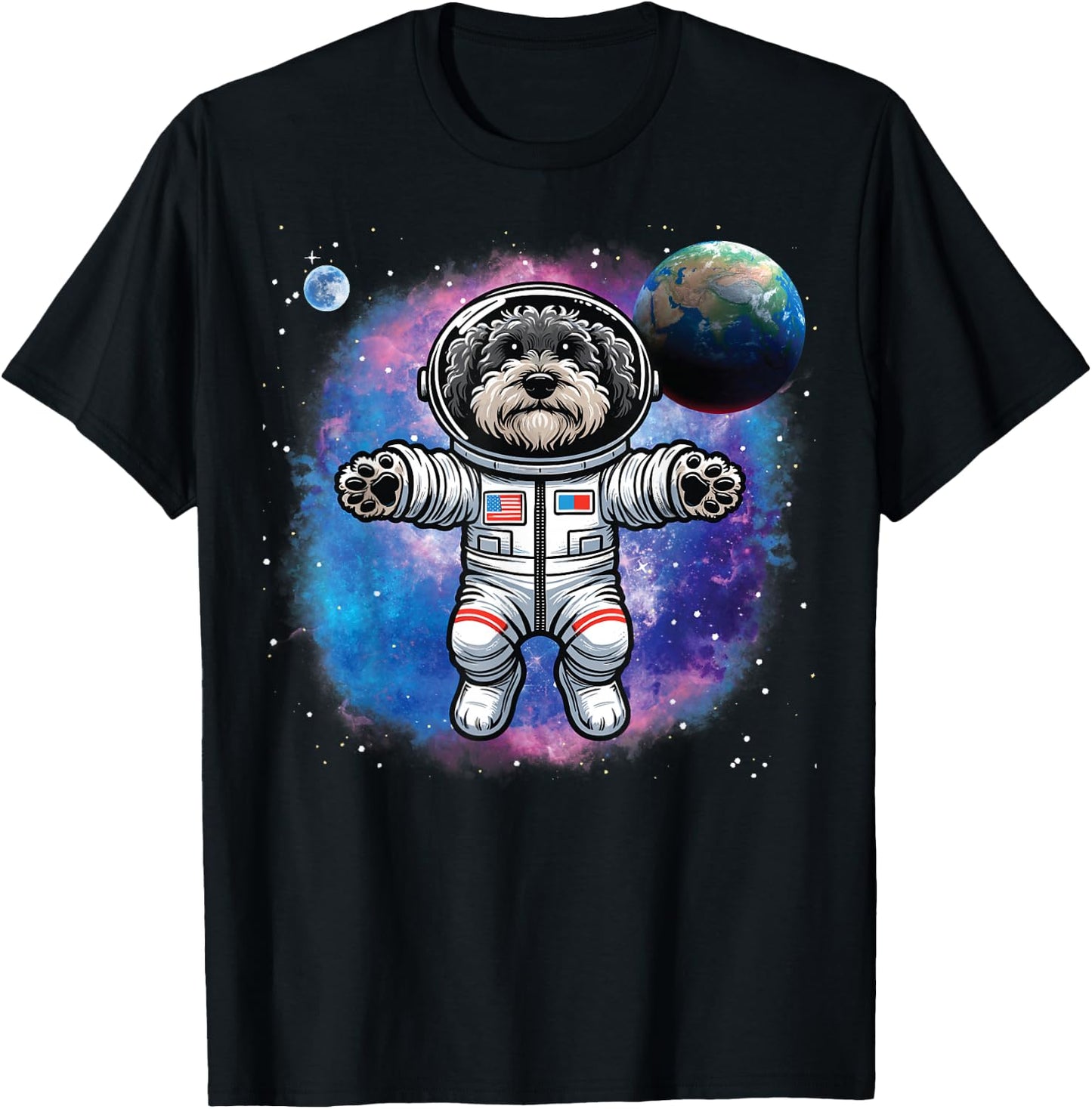 Schnoodle In Space, Astronaut Schnoodle T-Shirt - T-Shirt | Black