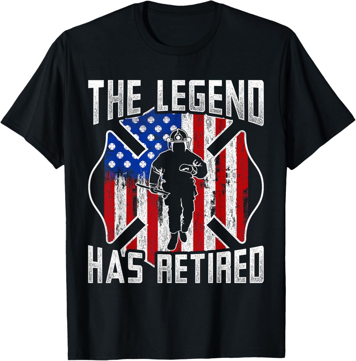 Retired Fireman Firefighter Retirement Gift Firefighter T-Shirt - T-Shirt | Black
