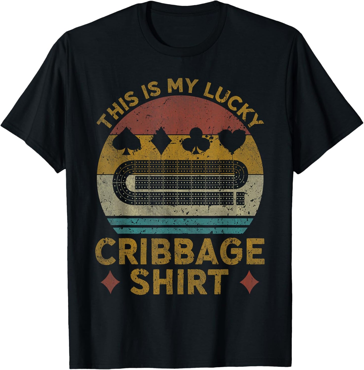 Cribbage Lucky Cribbage Lovers Vintage Cribbage Board Game T-Shirt - T-Shirt | Black