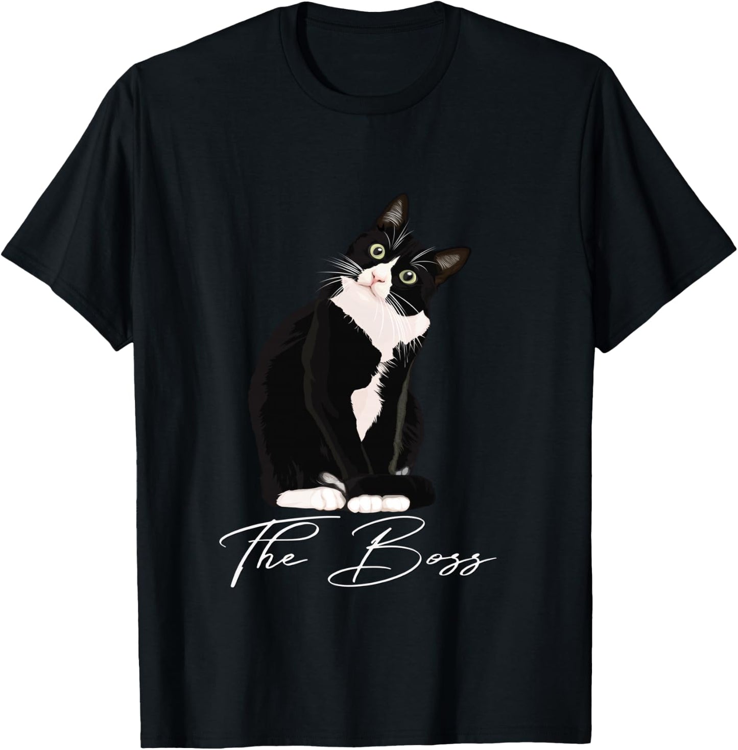Boss Tuxedo Cat Lovers Funny Shirt for Mom Dad Gift T-Shirt - T-Shirt | Black