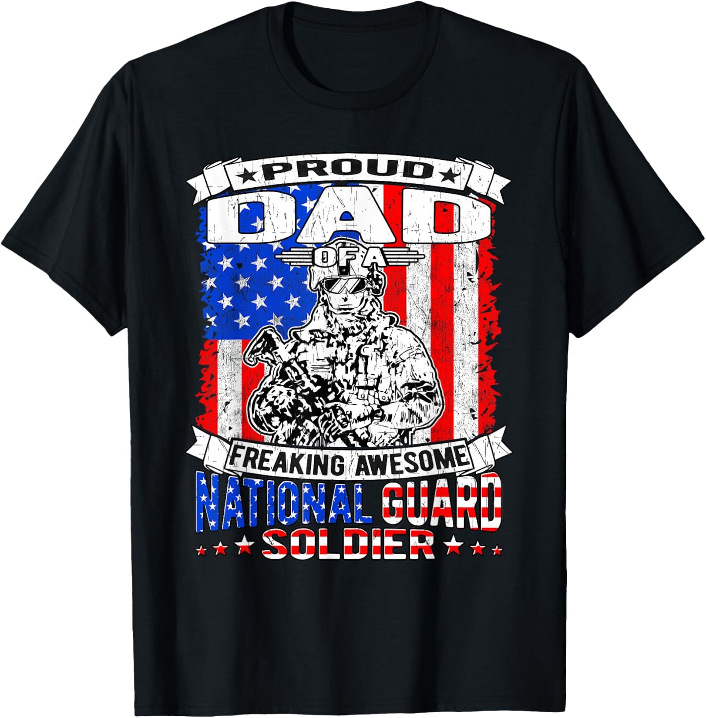 Proud Dad of a National Guard Soldier | Military Father Gift T-Shirt - T-Shirt | Black