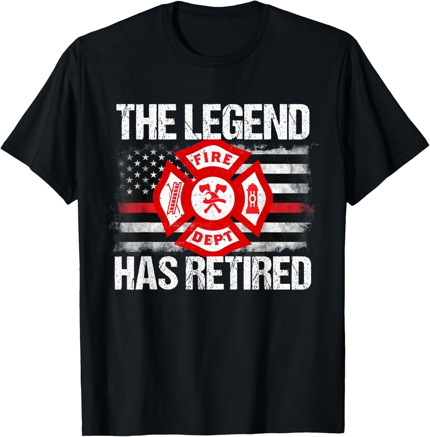 The Legend Has Retired Firefighter Retirement Party Gift T-Shirt - T-Shirt | Black