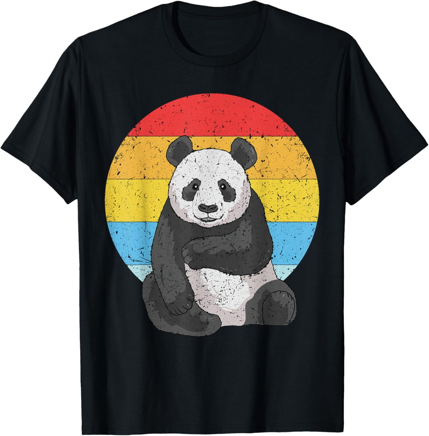 Retro Sunset Panda Kawaii Vintage Panda T-Shirt - T-Shirt | Black
