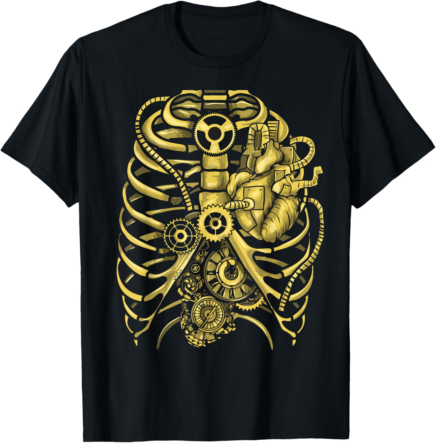 Steampunk Mechanical Chest Gears Men Women Students T-Shirt - T-Shirt | Black