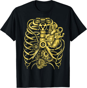Steampunk Mechanical Chest Gears Men Women Students T-Shirt - T-Shirt | Black