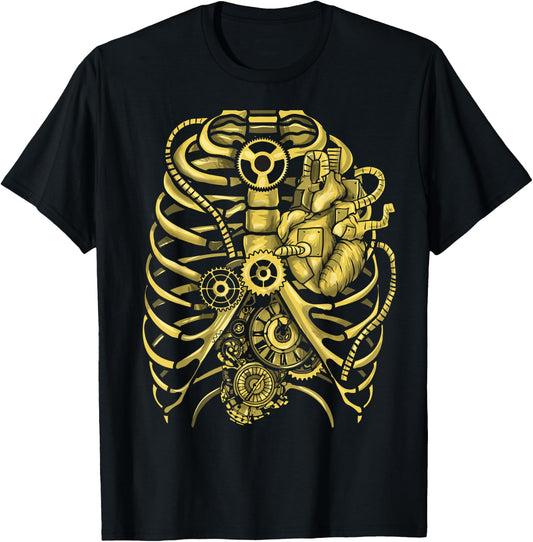 Steampunk Mechanical Chest Gears Men Women Students T-Shirt - T-Shirt | Black