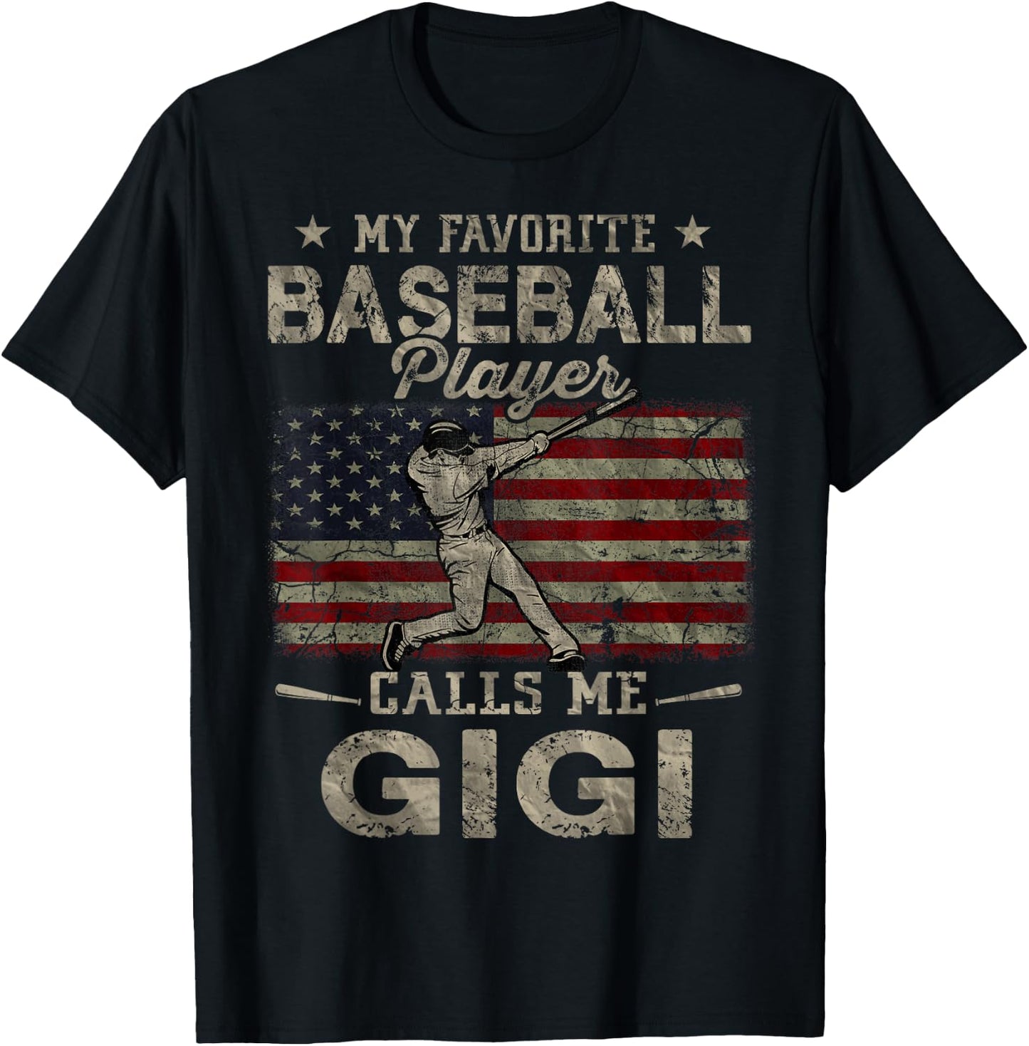 My Favorite Baseball Player Calls Me Gigi Mother's Day T-Shirt - T-Shirt | Black