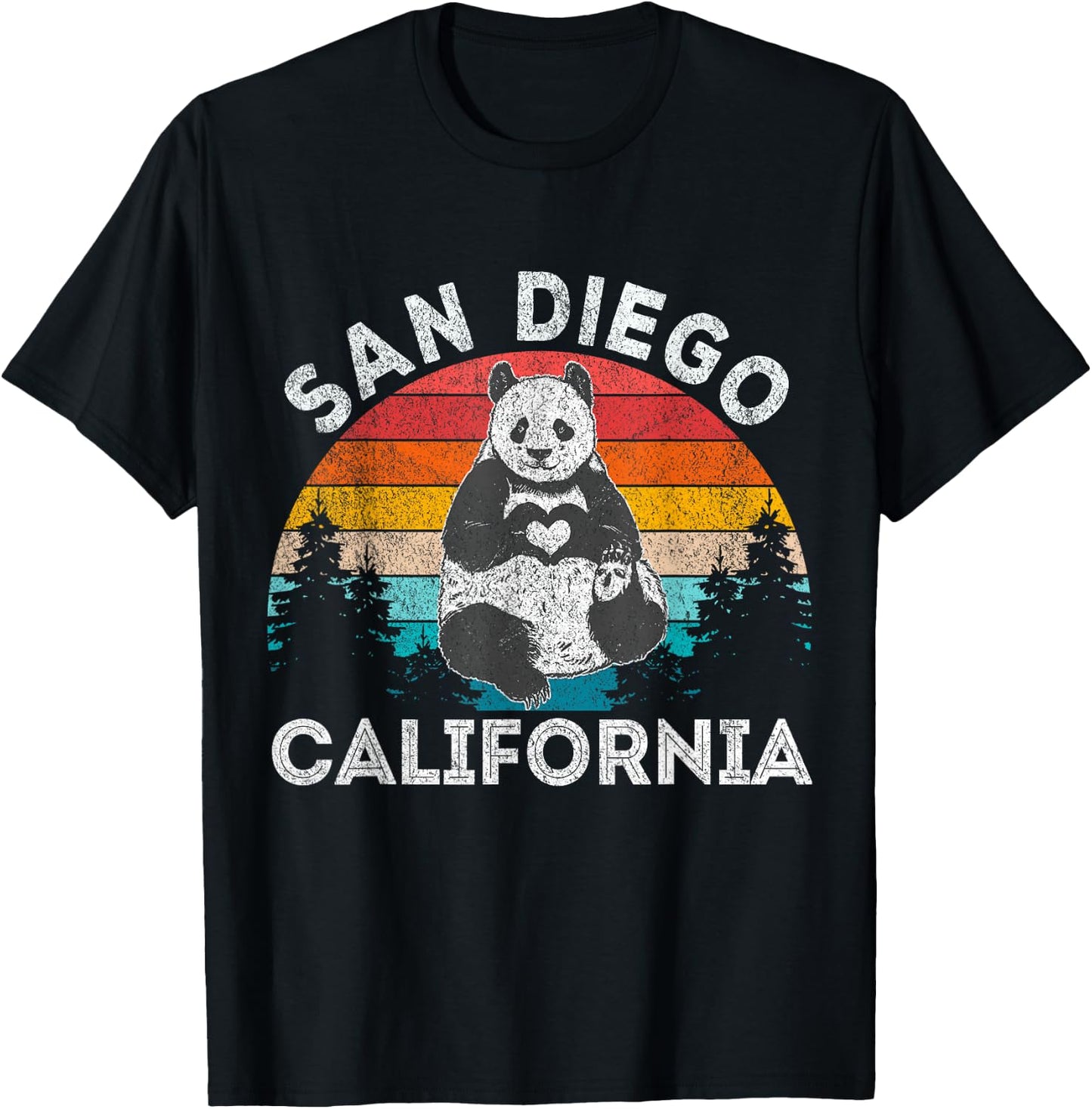 Funny San Diego Panda California Souvenir Gift San Diego Retro Panda Zoo California Vintage Black T-Shirt - T-Shirt | Black